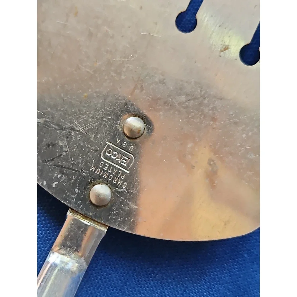 Vintage EKCO Lot Kitchen Utensils Slotted Serving Spoons Spatula Blue‎ Tulip